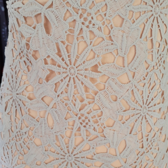 Anthropologie Endless Rose Lace Overlay/Ruffle Bottom Midi Dress - Picture 9 of 14